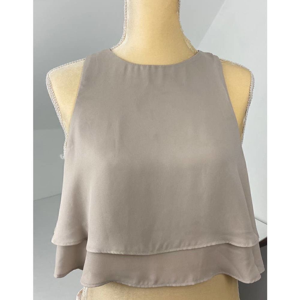 Show Me Your Mumu King Crop Top Beige Summer Spring Neutral Ruffle - Size Small